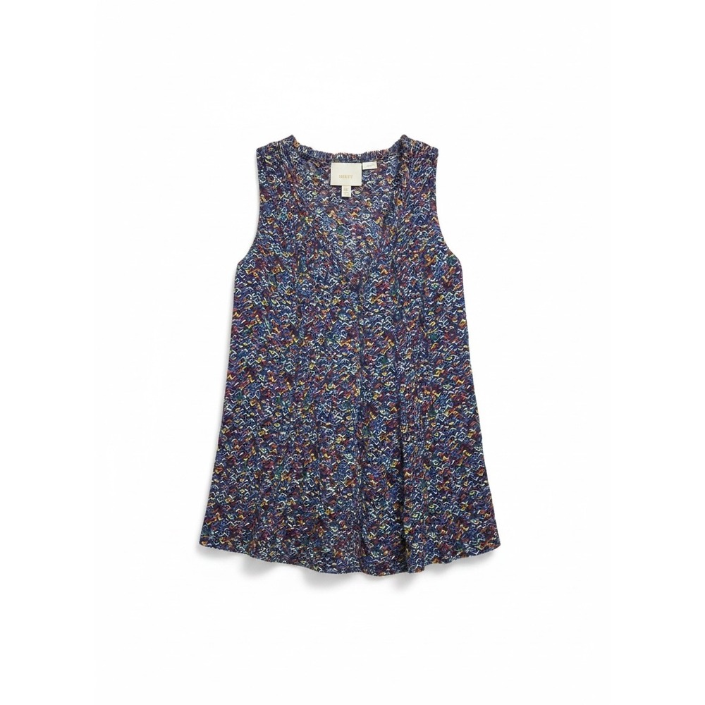 Maeve Anthropologie Womens XS Purple Multicolor Chevron Fringe V-Neck Tank‎ Top